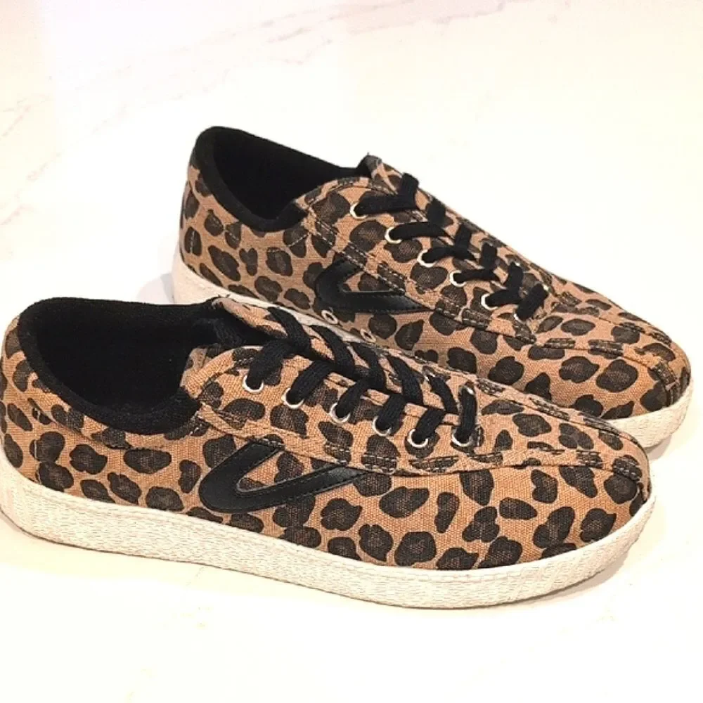 Tretorn Nylite Plus Canvas Leopard Print Women's Sneakers Anthropologie Size 8M
